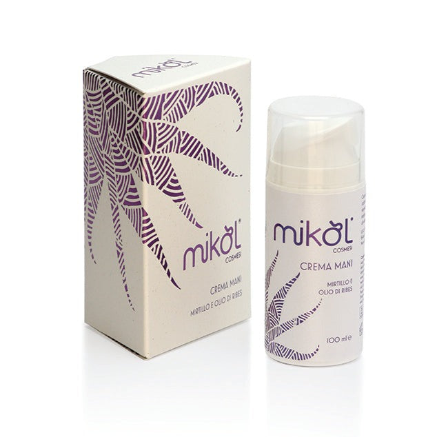 CREMA MANI idratante nutriente con estratti di 1 mirtillo nero e olio di ribes - Formato 100 ml - Flacone airless