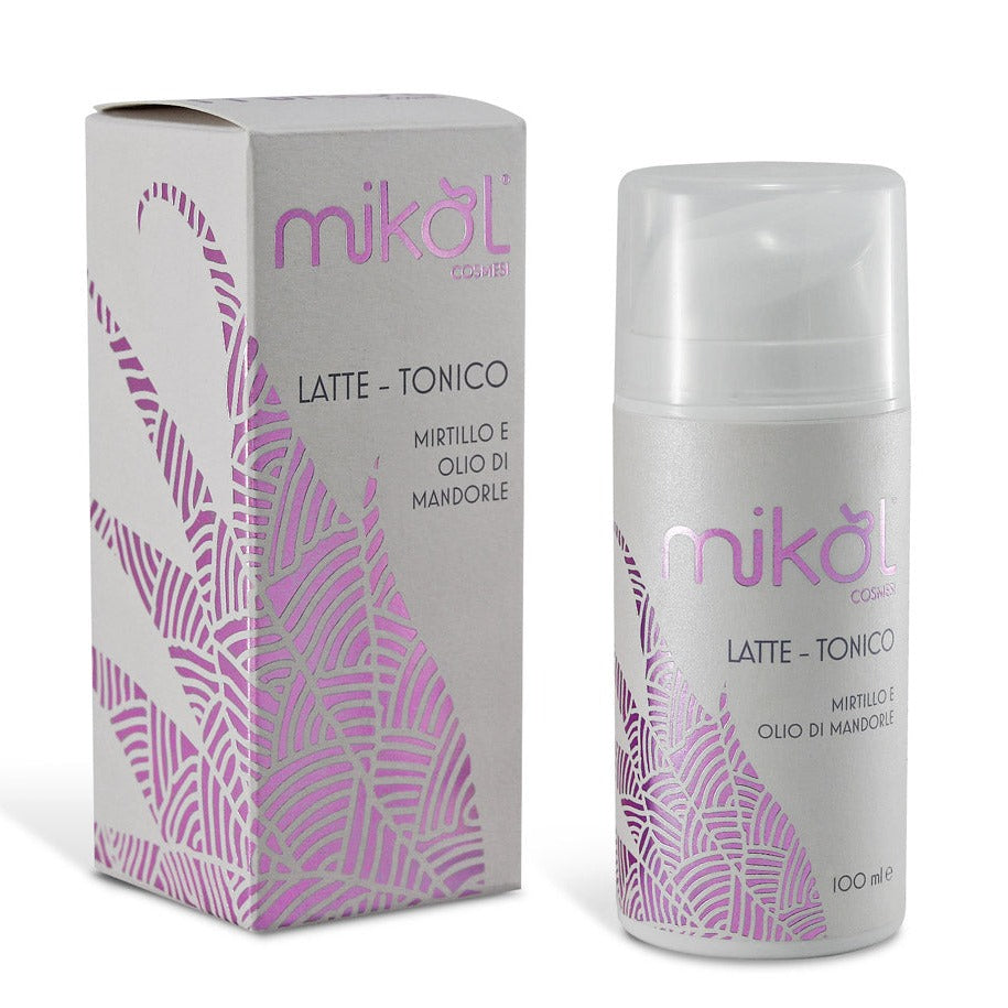 Latte Tonico - struccante detergente con estratto di mirtillo nero e olio di mandorle - Formato 100 ml - Flacone airless