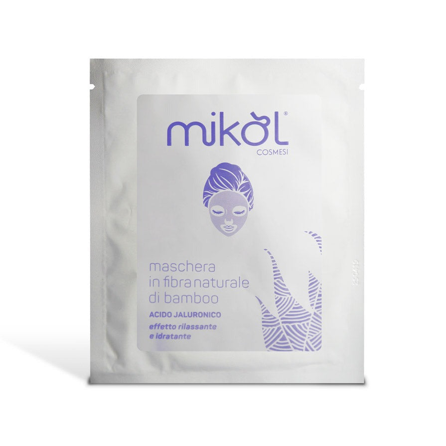 Maschera in fibra naturale all'acido ialuronico | Maschera in tessuto | Maschera Cotone di Bamboo | Maschera monouso | Applicazione 10-15 minuti | EFFETTO RILASSANTE E ANTI AGE -  L'azione idratante dell'acido jaluronico dona al viso un aspetto rilassato, liscio e luminoso.