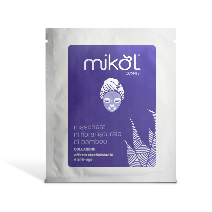 Maschera in fibra naturale al collagene | Maschera in tessuto | Maschera Cotone di Bamboo | Maschera monouso | Applicazione 10-15 minuti | EFFETTO ELASTICISTAZZANTE E ANTI AGE -  L'azione antiage del collagene vegetale da acacia, rigenera la pelle donandole un aspetto luminoso, liscio e disteso. 